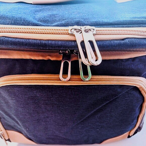 Denim Dual-Compartment Insulated Lunch Bag w/Strap ~ BONUS Zip Storage Bag NEW! - Picture 12 of 13